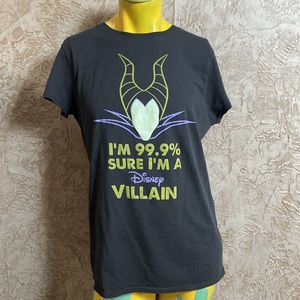 Disney Women Top XXL Black T-Shirt Princess Graphic Maleficent 99% Sure Villain